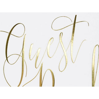 Guest Book, White with Gold Inscription