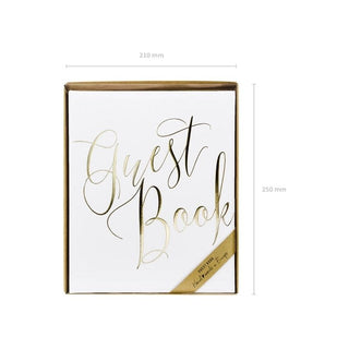 Guest Book, White with Gold Inscription