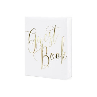 Guest Book, White with Gold Inscription