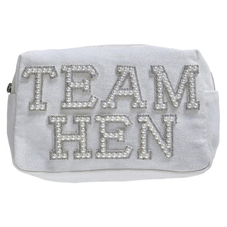 Embellished Pearl Team Hen Makeup Bag