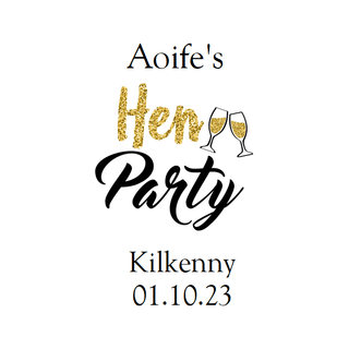 Hen Party Gold Drinks Personalised Sticker