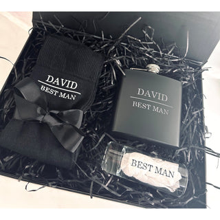 Personalised Team Groom Gift Set - Hip Flask