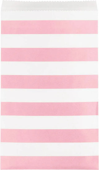 Hot Pink Striped Treat Bags - 15 Pack