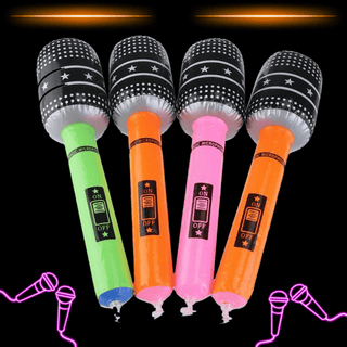 Inflatable Microphone - 40cm Neon Party Prop (Assorted Colours)