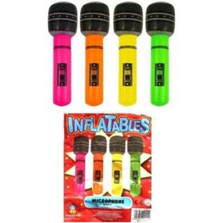 Inflatable Microphone - 40cm Neon Party Prop (Assorted Colours)