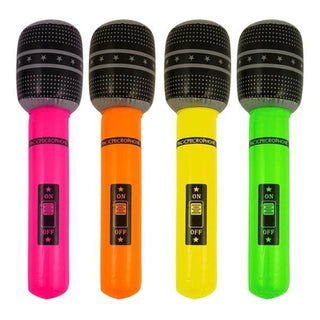 Inflatable Microphone - 40cm Neon Party Prop (Assorted Colours)