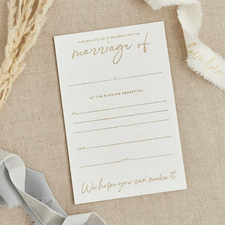 A6 white wedding invitation cards with gold foil text â€“ pack of 20 without envelopes