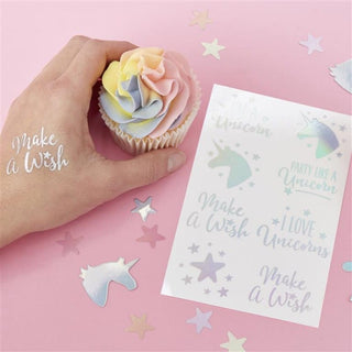 Iridescent Unicorn Tattoos - 16 Pack