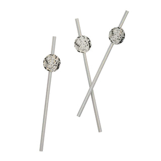 Pack of 16 disco-themed paper straws featuring mini silver disco balls, ideal for last disco hen party theme.