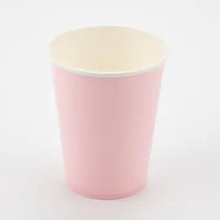 Light Pink 9oz Paper Cups x 8 Plastic Free