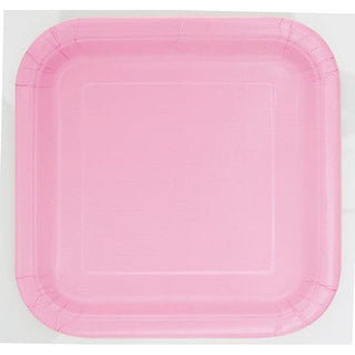 Lovely Pink 9" Square Plates ( Pack of 14)