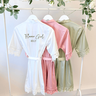 Luxury Children's Silk Robe with Lace Trim