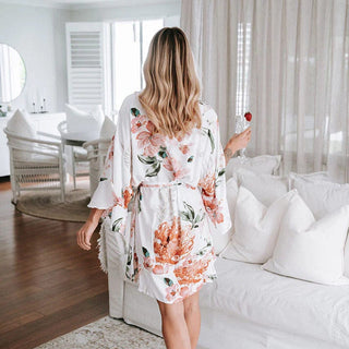 Luxury Floral Ruffle Cotton Robe