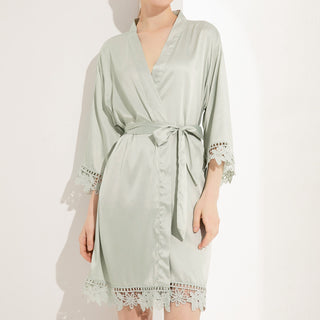 Luxury Silk Robe with Lace Trim