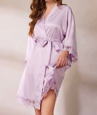 Luxury Silk Robe with Lace Trim