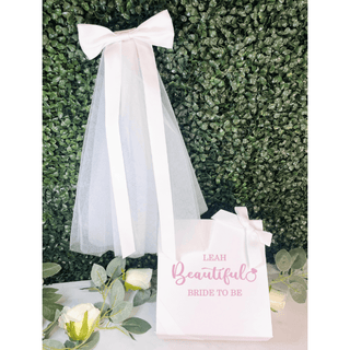 Luxury White Bow Veil with personalised keepsake gift box