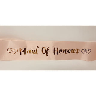 Maid of Honour Satin Sash, Pink & Rose Gold