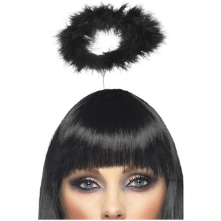 Marabou Angels Halo, Black, on Headband