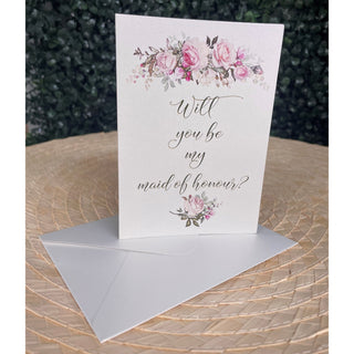 Will you be my Maid of Honour Card with envelope - Floral Design