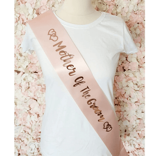 Mother of the Groom Satin Sash, Pink & Rose Gold