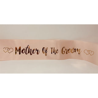 Mother of the Groom Satin Sash, Pink & Rose Gold