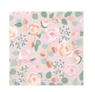 Napkins - Floral & Rosegold ( 16 pack )