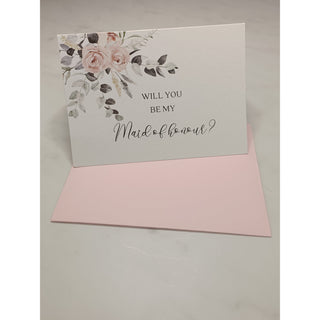 Will you be my Maid of Honour Card with envelope - Rose Design