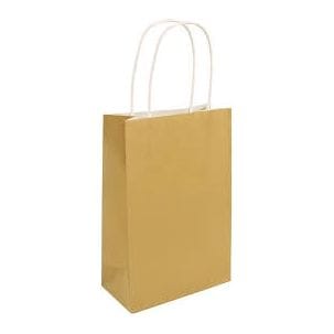 Party Bag, Gold with Handles, 14x21x7cm
