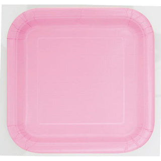 Lovely Pink 9" Square Plates ( Pack of 14)