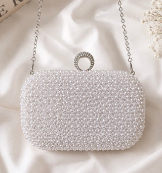 Pearl Bridal Clutch Bag with Diamanté Clasp