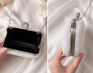 Pearl Bridal Clutch Bag with Diamanté Clasp