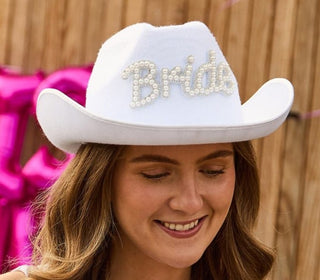 Pearl Embellished 'Bride' Cowgirl Hat