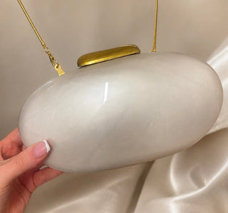 Pearl Oval Clutch Bag - Ivory