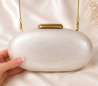 Pearl Oval Clutch Bag - Ivory