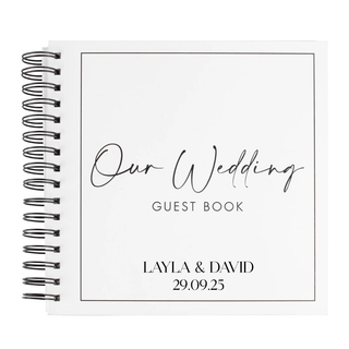 Personalised Black and White Wedding Guest Book