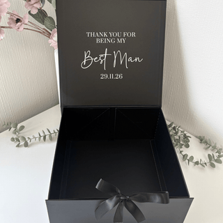 Personalised Black Gift Box with Ribbon Tie