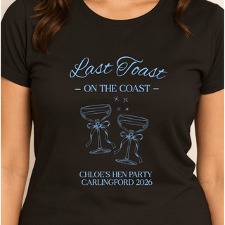 Personalised Black T-shirt - Last Toast on the Coast