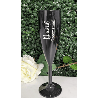 Personalised Bridal Champagne Flute - Black Polycarbonate