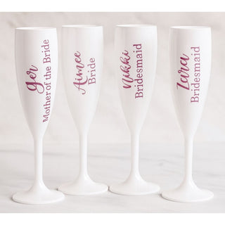 Personalised Bridal Champagne Flute - White Polycarbonate