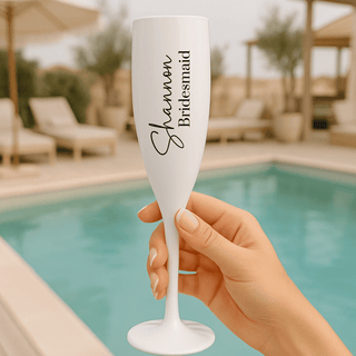 Personalised Bridal Champagne Flute - White Polycarbonate