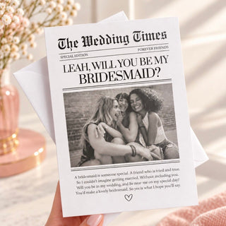 Personalised Bridal Party Newspaper Design Card (with envelope)
