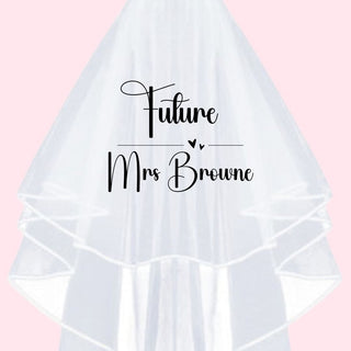 Personalised Bride to be Veil Hearts