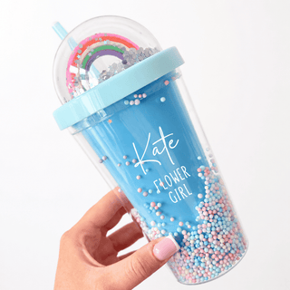 Personalised Cold Cup - Light Blue Rainbow Shaker