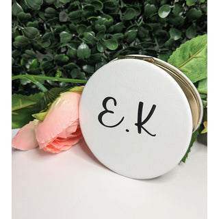 Personalised Compact Mirror - White and Silver