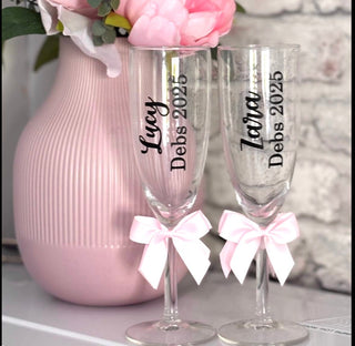 Personalised Debs Champagne Glass Flute - Any Colour