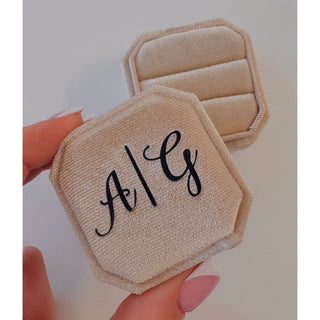 Personalised Double Ring Box - Champagne/Gold
