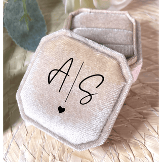 Personalised Double Ring Box - Champagne/Gold