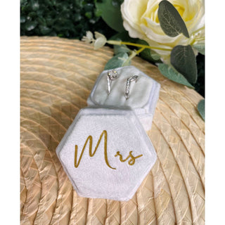 Personalised Double Ring Box - White & Champagne
