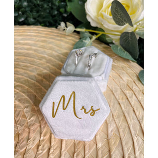 Personalised Double Ring Box - White & Champagne