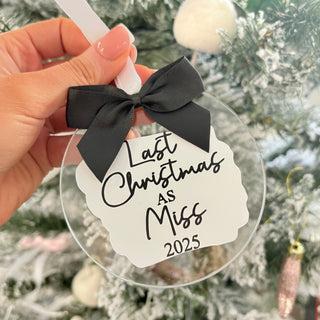 Personalised Flat Acrylic Bauble - Any Message